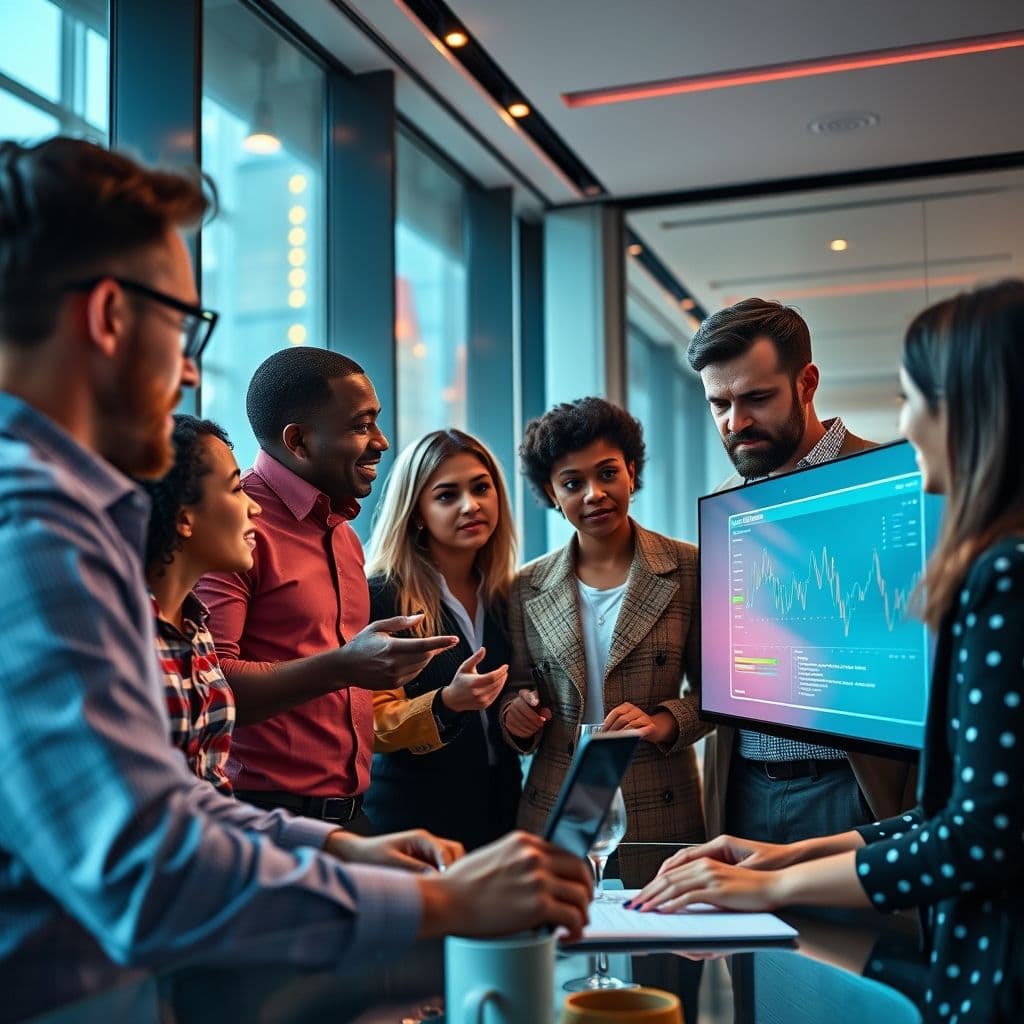 A dynamic illustration of a sales team executing a go-to-market strategy.
