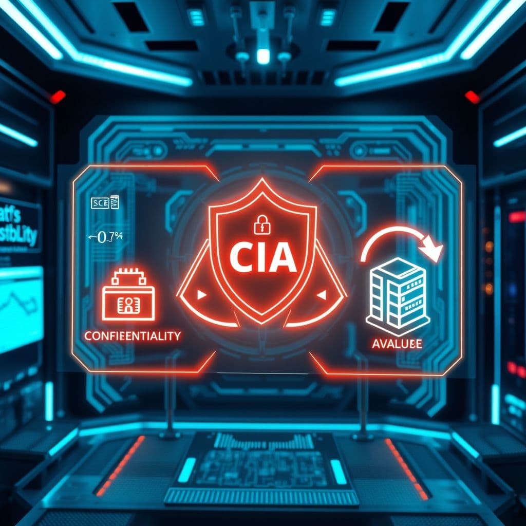 Illustration of the CIA Triad in cybersecurity.