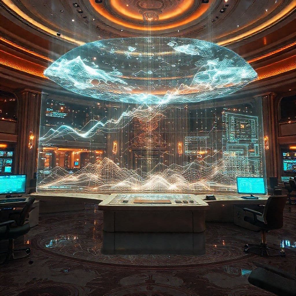 Monte Carlo simulation visualization showing probability distributions