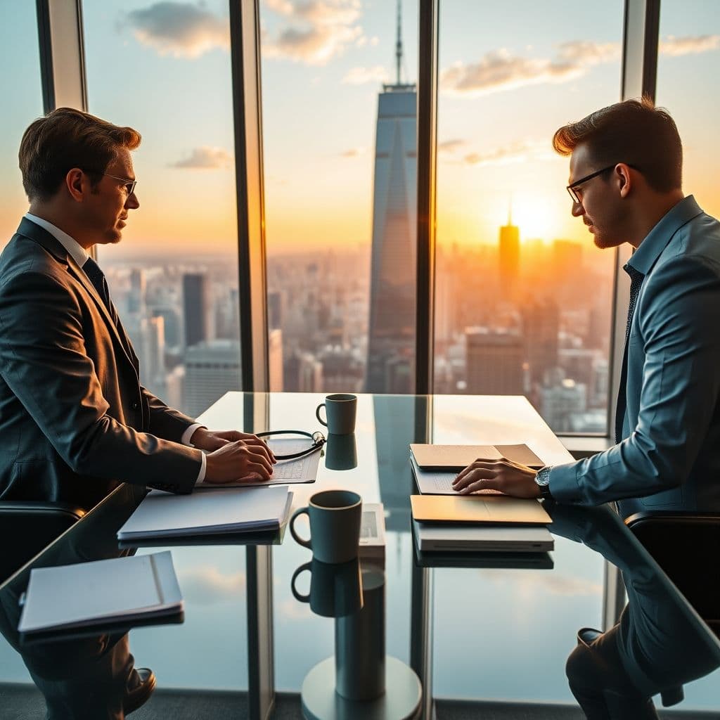 A professional Chief of Staff working closely with a CEO in a modern office setting.
