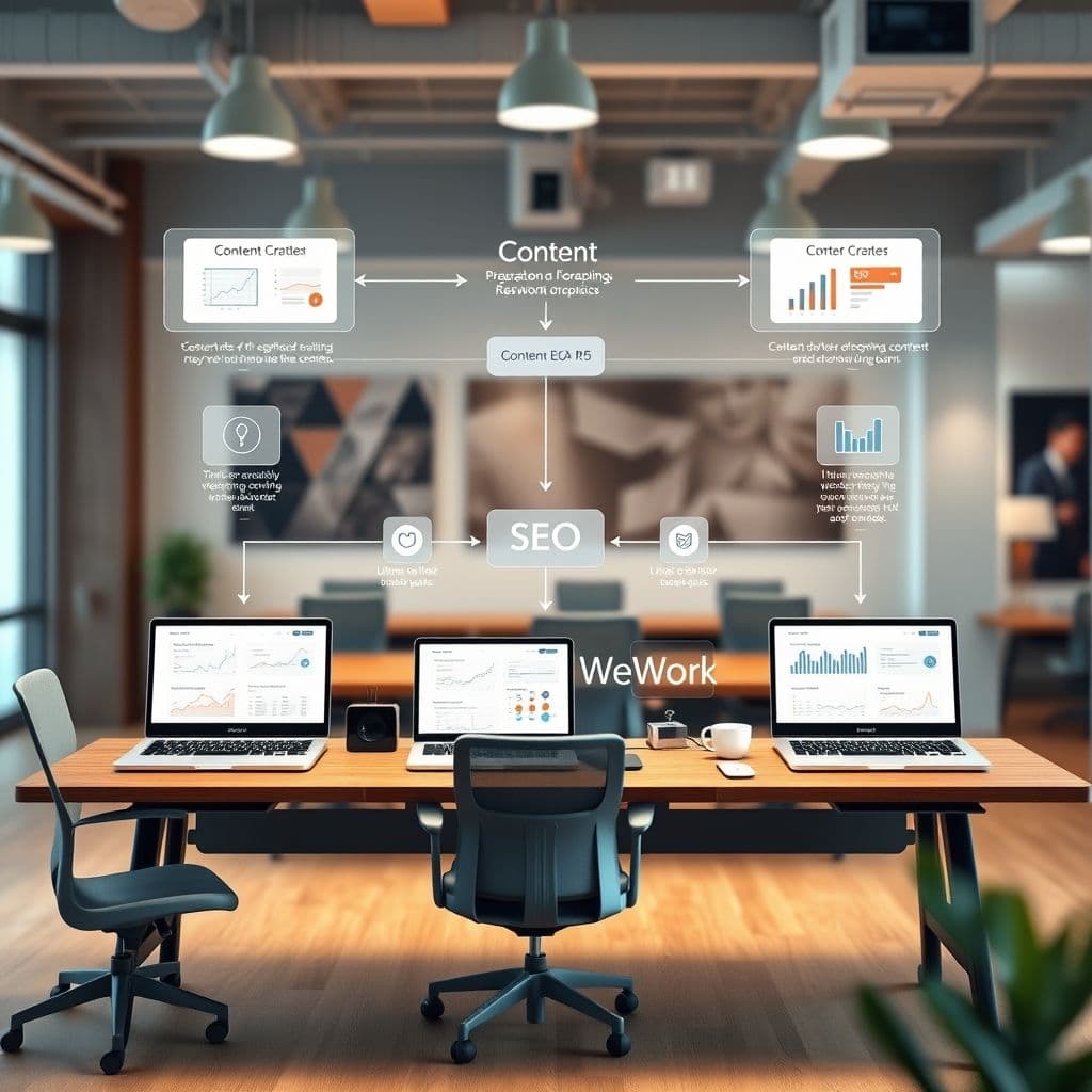 Visual representation of content marketing and SEO working together.