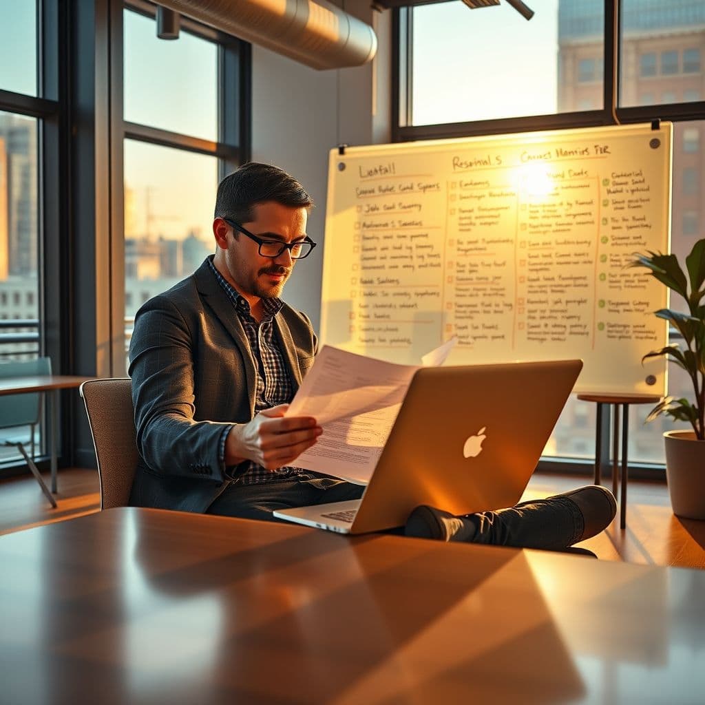 A professional recruiter analyzing resumes and conducting interviews.