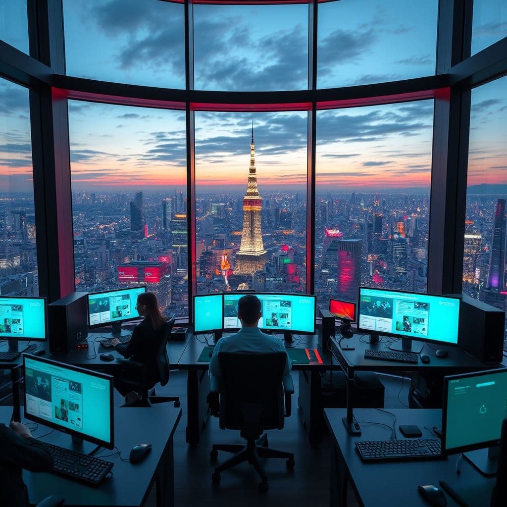 AI-powered content generation for design tools, showcasing a futuristic interface with Canva and GPT integration.